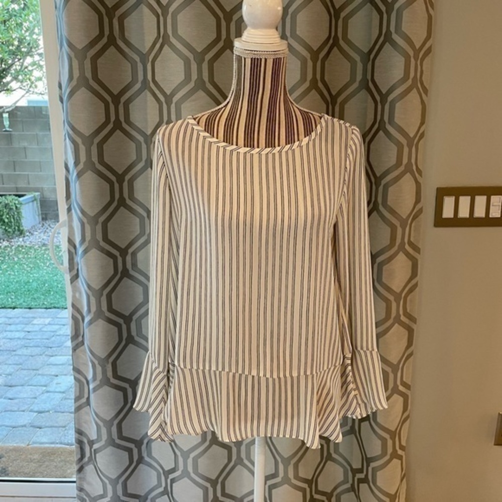 LOFT Long Ruffle Sleeve Top NWT